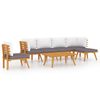 vidaXL 7 pcs conjunto lounge de jardim c/ almofad&otilde;es ac&aacute;cia maci&ccedil;a