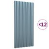 vidaXL Pain&eacute;is de telhado 12 pcs 80x36 cm a&ccedil;o galvanizado cinzento