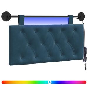 vidaXL Cabeceira suspensa Com luz LED Azul Veludo