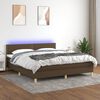 vidaXL Cama box spring c/ colch&atilde;o/LED 180x200cm tecido castanho-escuro