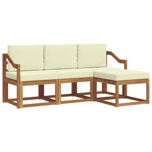 vidaXL Conjunto de Sof&aacute;s para Exterior 4 pcs Natural e Creme