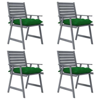 vidaXL Cadeiras de jantar p/ jardim 4 pcs c/ almofadões acácia maciça