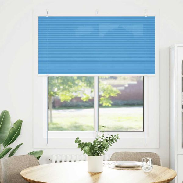 vidaXL Plissado Cego Azul 115x100 cm Largura Tecido 114,4 cm Poli&eacute;ster