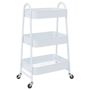 vidaXL Carrinho de arruma&ccedil;&atilde;o com 3 n&iacute;veis 42x41,5x77 cm a&ccedil;o branco