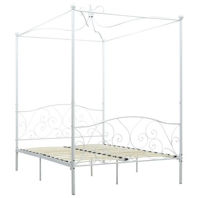 vidaXL Estrutura de cama com dossel metal 140x200 cm branco