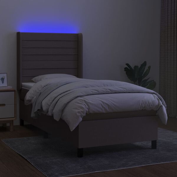 vidaXL Cama box spring + colch&atilde;o/LED 80x200cm tecido cinza-acastanhado
