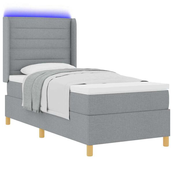 vidaXL Cama Box com colch&atilde;o Cinzento-claro 90 x 200 cm tecido