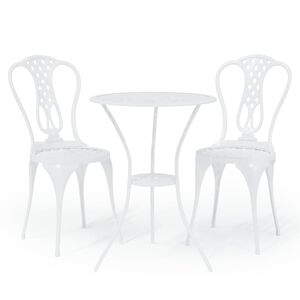 vidaXL 3 pcs conjunto de bistr&ocirc; alum&iacute;nio fundido branco