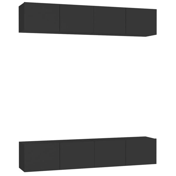 vidaXL Móveis de TV 4 pcs 80x30x30 cm derivados de madeira preto