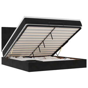 vidaXL Estrutura de cama otomana com colch&otilde;es 180x200cm veludo preto