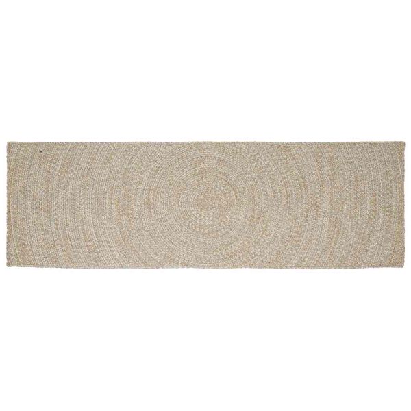 vidaXL Tapetes de &aacute;rea Retangular Natural e Branco 60 x 250 cm Juta