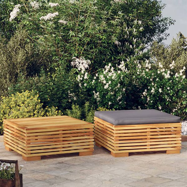 vidaXL 2 pcs conjunto lounge de jardim madeira de teca maciça