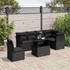vidaXL 7 pcs conjunto de sof&aacute;s p/ jardim c/ almofad&otilde;es vime PE preto