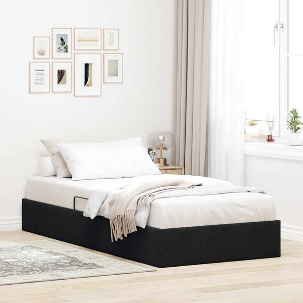 vidaXL Cama com Armazenamento com colch&atilde;o Preto 90 x 190 cm Veludo