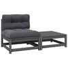 vidaXL 2 pcs conj. lounge de jardim c/ almofad&otilde;es pinho maci&ccedil;o cinza