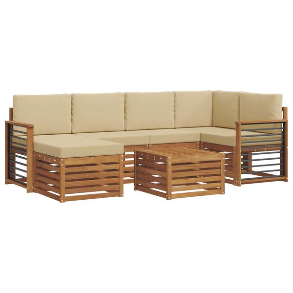 vidaXL Conjunto de Sof&aacute; Sectional com almofada 7 pcs Natural e Bege