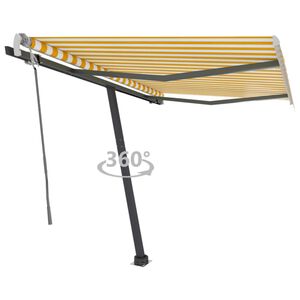 vidaXL Toldo retr&aacute;til manual independente 300x250 cm amarelo e branco