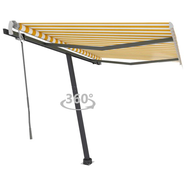 vidaXL Toldo retr&aacute;til manual independente 300x250 cm amarelo e branco