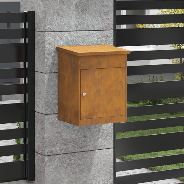 vidaXL Caixa para entrega de pacotes com porta Ferro Enferrujado