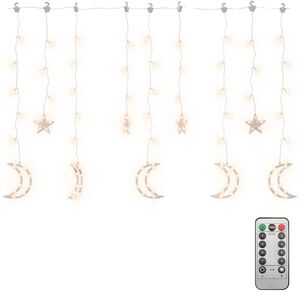 vidaXL Luzes luas e estrelas c/ controlo remoto 138 LEDs branco quente