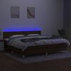 vidaXL Cama box spring c/ colch&atilde;o/LED 200x200cm tecido castanho-escuro