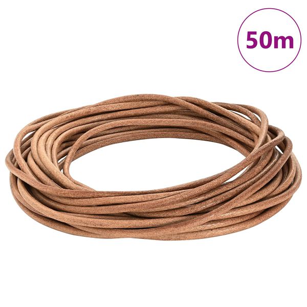 vidaXL Corda de Couro Castanho &Oslash;5 mm x 50 m Couro