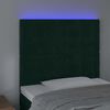 vidaXL Cabeceira de cama c/ LED veludo 100x5x118/128 cm verde-escuro