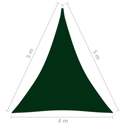 vidaXL Para-sol vela tecido oxford triangular 4x5x5 m verde-escuro