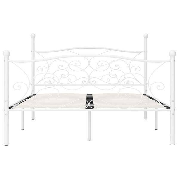 vidaXL Estrutura de cama com estrado de ripas 120x200 cm metal branco