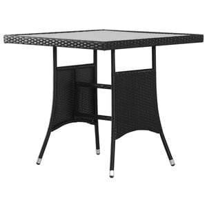 vidaXL Mesa de jardim em vime PE 80x80x74 cm preto