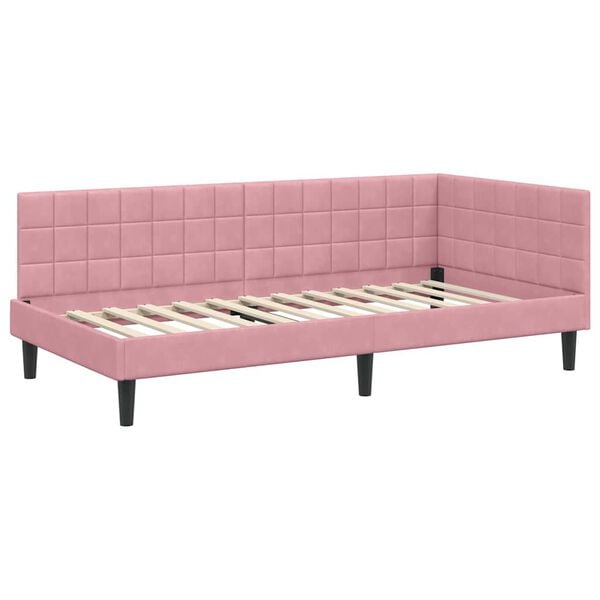 vidaXL Estrutura de Cama de Canto Rosa 100 cm x 200 cm Veludo