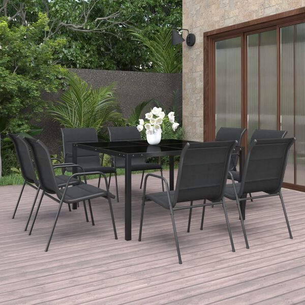 vidaXL 9 pcs conjunto de jantar para exterior a&ccedil;o