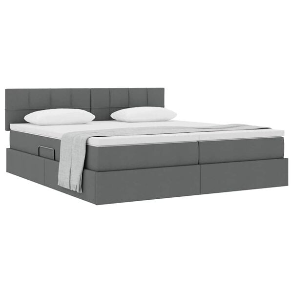 vidaXL Cama com Armazenamento com colch&atilde;o Cinza Escuro 180 x 200 cm