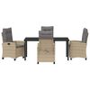 vidaXL Conjunto de Jantar para Jardim com almofada 5 pcs Bege vime PE