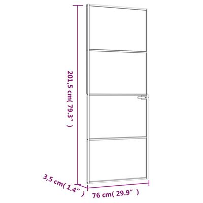 vidaXL Porta interior 76x201,5cm vidro temperado e alumínio fino preto