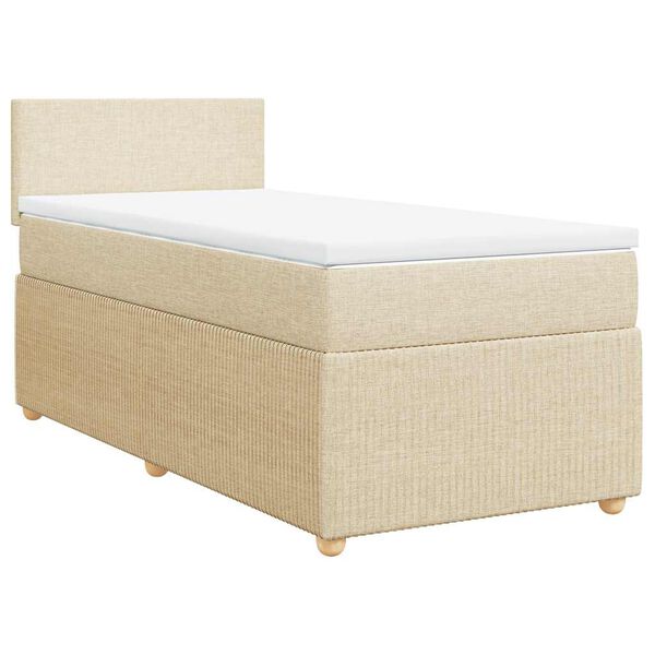 vidaXL Cama com molas/colch&atilde;o 80x200 cm tecido cor cr&egrave;me