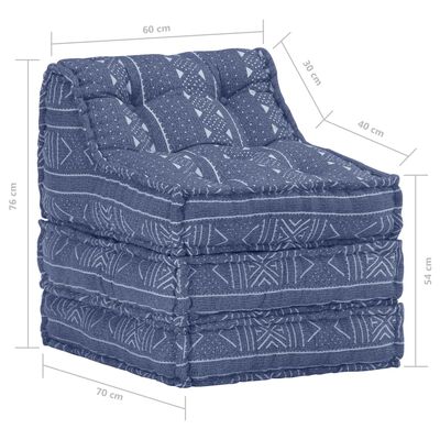 vidaXL Pufe modular tecido azul índigo
