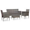 vidaXL 4 pcs conjunto lounge de jardim c/ almofad&otilde;es vime PE cinzento