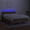 vidaXL Cama box spring colch&atilde;o/LED 140x200 cm tecido cinza-acastanhado