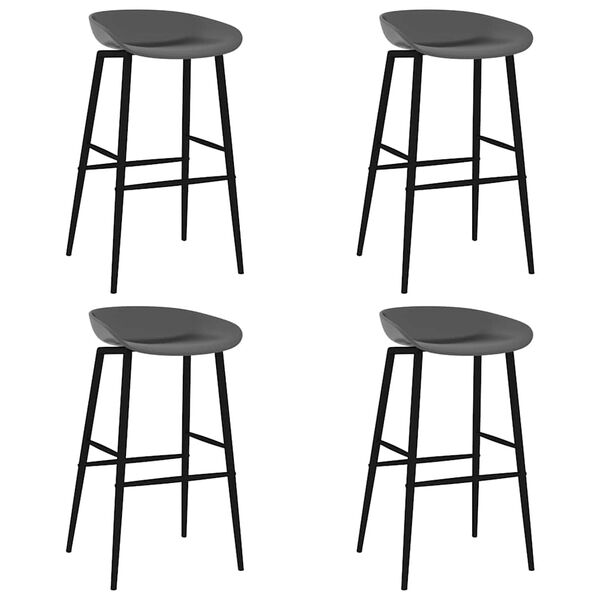 vidaXL Cadeiras de bar 4 pcs cinzento