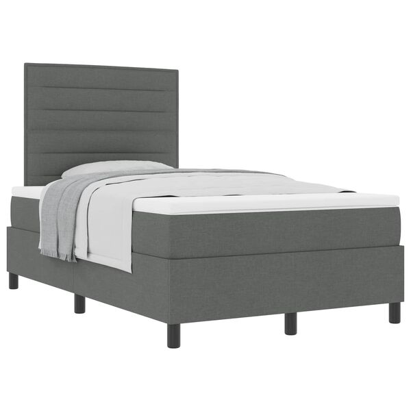 vidaXL Cama Box com colch&atilde;o Cinza Escuro 120 x 190 cm tecido