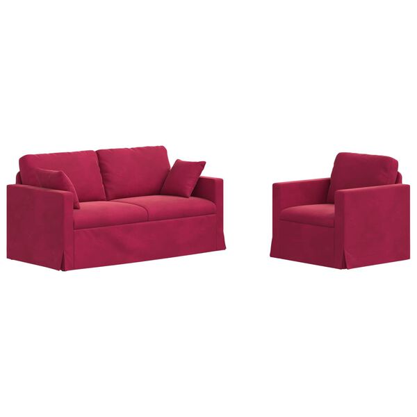 vidaXL Sof&aacute; 2 pcs Vinho Vermelho