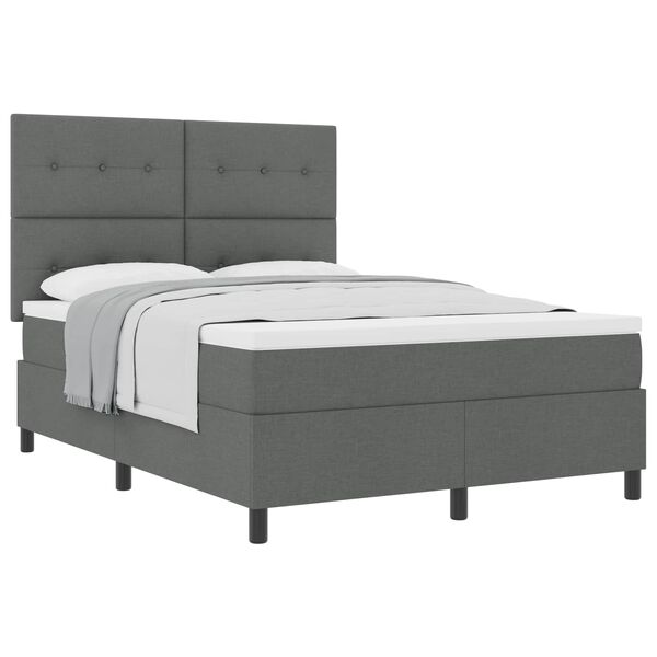 vidaXL Cama Box com colch&atilde;o Cinza Escuro 140 x 200 cm tecido