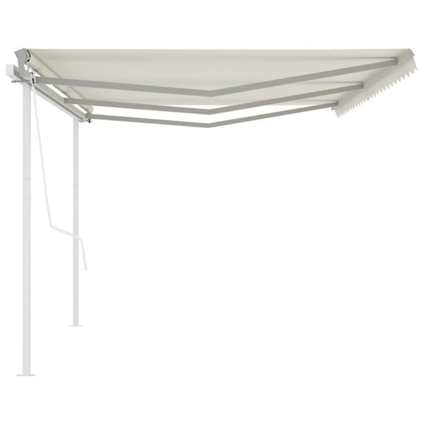 vidaXL Toldo retr&aacute;til autom&aacute;tico com postes 6x3,5 m cor creme