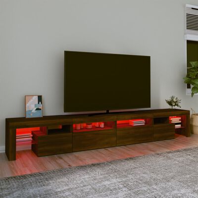 vidaXL Móvel de TV com luzes LED 260x36,5x40 cm cor carvalho castanho