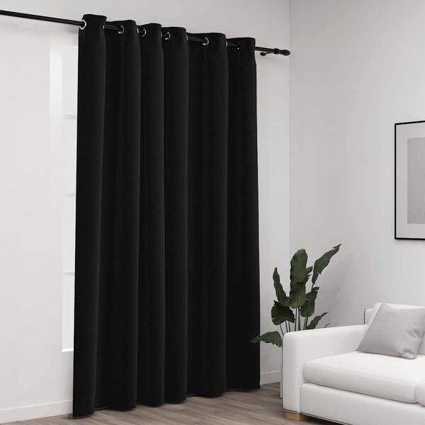 vidaXL Cortina opaca aspeto de linho com ilh&oacute;s 290x245 cm antracite