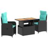 vidaXL Conjunto de Jantar para Exterior 3 pcs vime PE