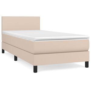vidaXL Cama com molas/colch&atilde;o 90x190 cm couro artificial cappuccino