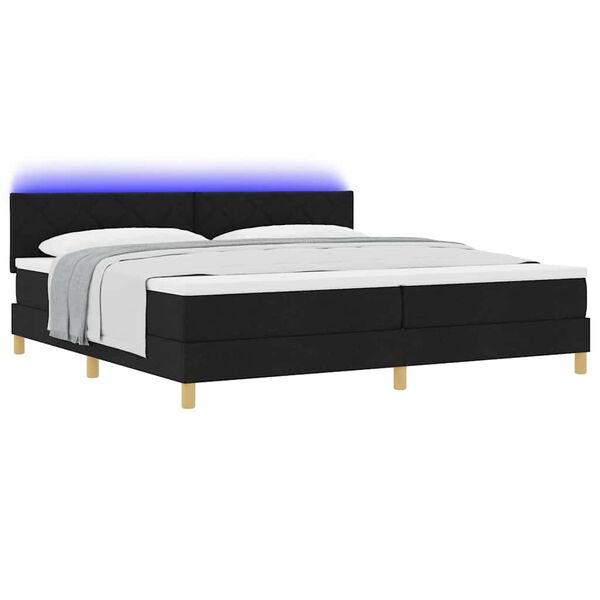 vidaXL Cama Box Spring LED com colch&atilde;o Preto 200 x 200 cm tecido