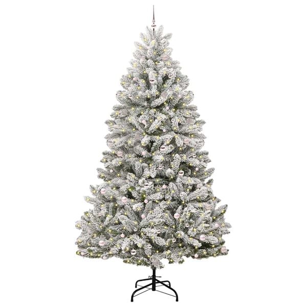 vidaXL &Aacute;rvore de Natal Artificial Verde e Branco 300 cm PVC e Metal